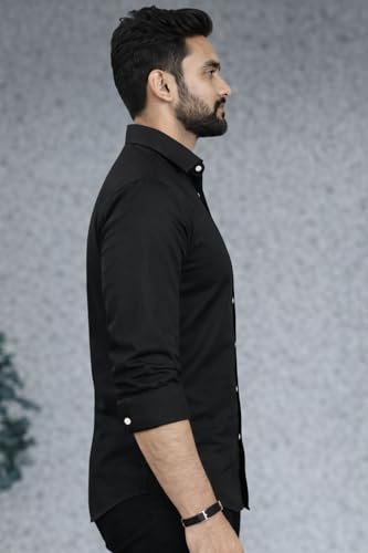 Image of Men Cotton Blend Full Sleeve Shirt for Man | Casual Business Party Festival Regular Fit, Long Sleeve with Chest Pocke | Formal Shirt for Men