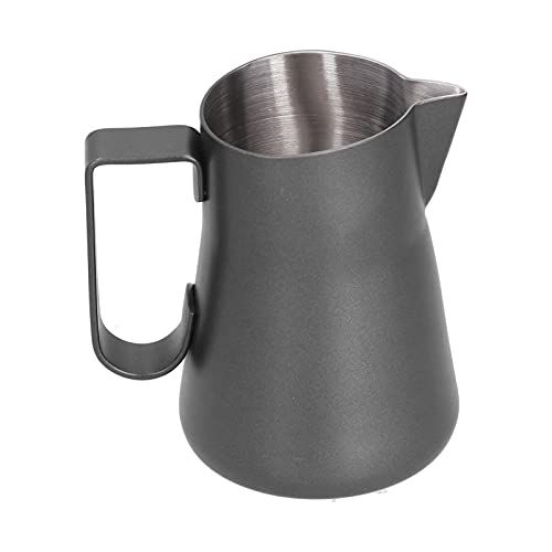 lvifloae Stainless Steel Frothing Cup Coffee Frothing Pitcher Milk Frothing Jug with Long Diversion Mouth for Latte Art Cappuccino, Coffee Milk Steamer Cup (600ml black)