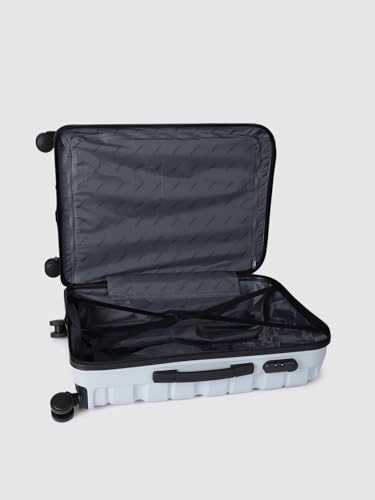 Image of TEAKWOOD LEATHERS Unisex 8 Wheels Trolley Bag, Hard Cabin with Zipper Closure, Adjustable Push Button & Cross Side Strap, Lock System 360 Degree (65 CM, Mettalic Silver)