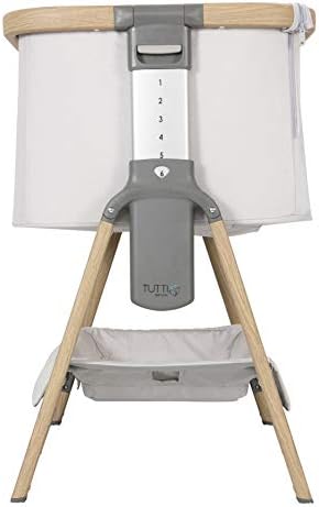 Tutti Bambini CoZee® Bedside Crib/Co-Sleeper with Breathable Mesh Window, Travel Bag and Easy Fold (Silver & Oak)