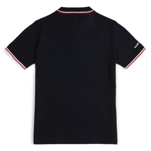 Image of Alan Jones Clothing Boys Cotton Polo T-Shirt | Honeycomb Knit Fabric |Regular Fit Half Sleeve Zip Polo Neck |Casual & Sports Wear | Sizes 6-16 Years