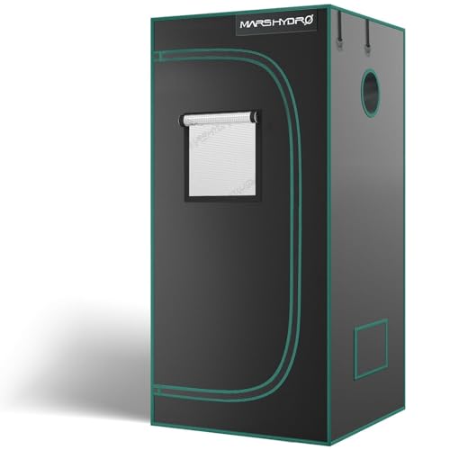 MARS HYDRO 2x2 Advanced Grow Tent, 24"x24"x55" High Reflective Mylar 1680D for Hydroponics Indoor Plant Growing, with Observation Window,Floor Tray and Smooth Zipper for TS600/TS1000