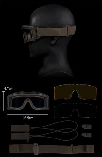 Lunettes de protection tactiques airsoft marron avec 3 verres