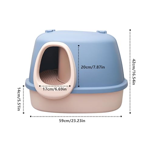 Arenero para gatos con tapa 23.23x22.44x16.54in azul miniatura 2