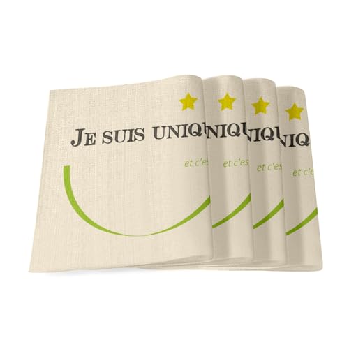 Sets de table en lin vert 40x28.5 cm Grand Format | Lot de 4