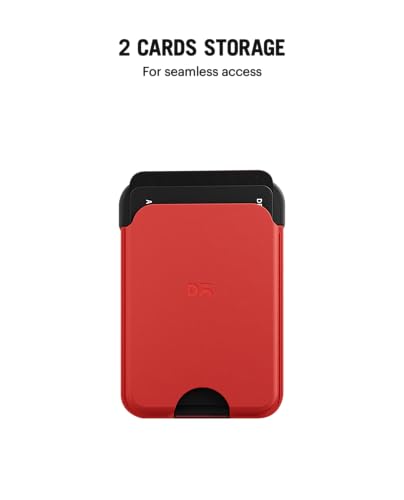 Image of DailyObjects Leather Magnetic Wallet Card Holder | Designed for MagSafe Compatible with iPhone 16, iPhone 15, iPhone 14, iPhone 13, iPhone 12 Models | Premium Design | Full-Grain Leather- Crimson-Grey