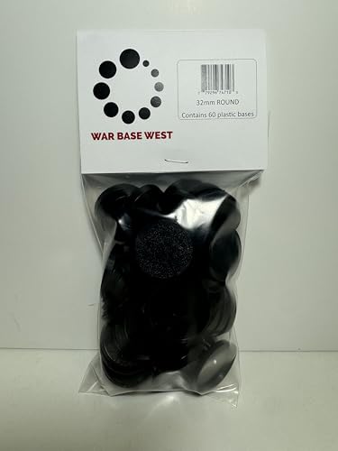 WAR BASE WEST 32mm Round Plastic Gaming Bases, Pack of 60, Compatible with Warhammer 40K and Age of Sigmar