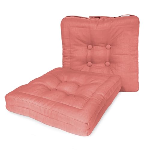 Cojín de Suelo Acolchado 45x45x10cm, Cojines para Palets, Banco, Silla y Suelo, Almohada para Suelo Cómodopara Interior y Exterior. Cojín con Textura de Bambú,Cojin de Asiento Estilo Rústico
