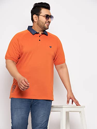 Image of Club York Men Cotton Blend Half Sleeve Polo Neck Solid Plus Size T-Shirts