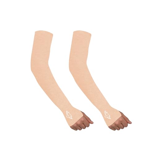 Image of Osmo Fabric Arm Sleeves With Thumb Extension for Men & Women | SPF 50+Sun Protection | Breathable Compression Arm Sleeves with Thumb Hole for Running,Cycling,Gym & Driving