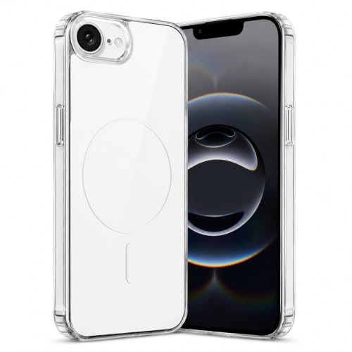 Image of MAGA Back Case Cover for Apple iPhone 16e & iPhone 17e, Crystal Clear Magnetic Case Compatible with MagSafe, Hybrid Hard PC Back & Soft TPU Bumper, Shockproof Protective Cover - Clear