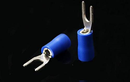 Davitu Terminals - 1000PCS SV2-4 Blue Furcate Cable Wire Connector Furcate Pre-Insulating Fork Spade 16~14AWG Wire Crimp Terminals SV2.5-4