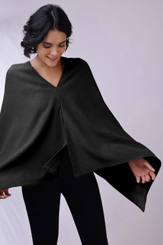 Image of Zelena Cotton Bamboo Blend Premium Nursing Cover for Breastfeeding | Breastfeeding Cover for Mothers | Feeding Shawl for Mother | Feeding Cloth | Breathable Nursing Covers | Poncho for Mom (Black)