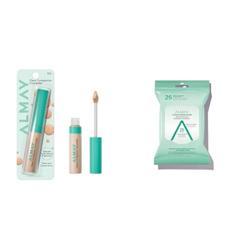 Almay Clear Complexion Concealer+ Makeup Remover Cleansing Towelettes, Cruelty-Free Makeup for Acne-Prone Skin, Non-Comedogenic, Vegan, Hypoallergenic, 100, 0.3 fl oz image 4