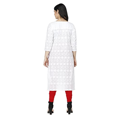 Image of DREAM & DZIRE Women Chikankari Kurti in Dark Blue for Plus Size & Small Size.