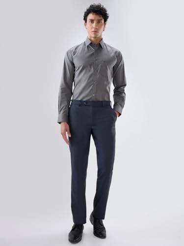 Image of Raymond Men Slim Fit Solid Pattern Pure Cotton Regular Collar Full Sleeve Casual Shirt