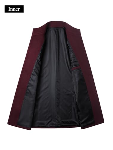 Lavnis Men's Winter Trench Coat Wool Blend Pea Coat Slim Fit Single Breasted Topcoat Business Dowm Jacket3