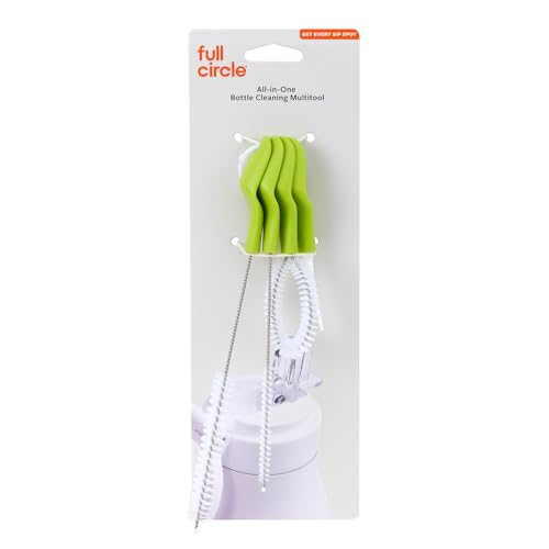 Image of Full Circle Little Sipper, Bottle and Straw Cleaning Brush Set, Sizes for Both Narrow & Wide Straws, Green