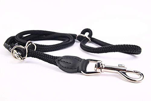 HOGACA Hunde-Leine 021 aus rundem, leichtem, weichem und geflochtenem Textil-Band ø 10mm/220cm lg. 3-Fach verstellbar Cover