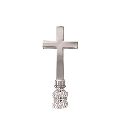 Image of Royal Designs, Inc. Cross Lamp Finial, 3 Inch Medium Chrome, Decorative Replacement Finial for Table or Floor Lamps, Single