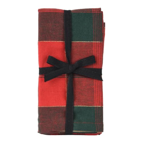 Decoris Servilletas de Tela a Cuadros Rojo y Verde Set x4 miniatura 1