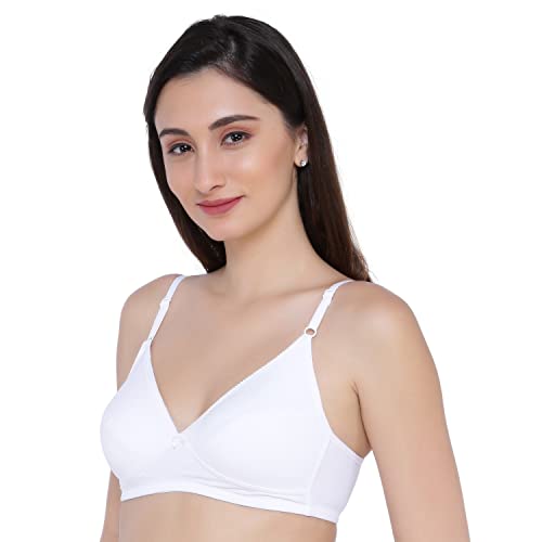 Image of Laavian Women's Wirefree Non Padded Plunge Neck Bra with Elasticated Support Band and Adjustable Shoulder Straps