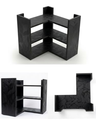 Image of Multipurpose 3 Tier L Shaped Wooden Storage Rack For Kitchen, Living Room and Utility Storage, Dark Elegance