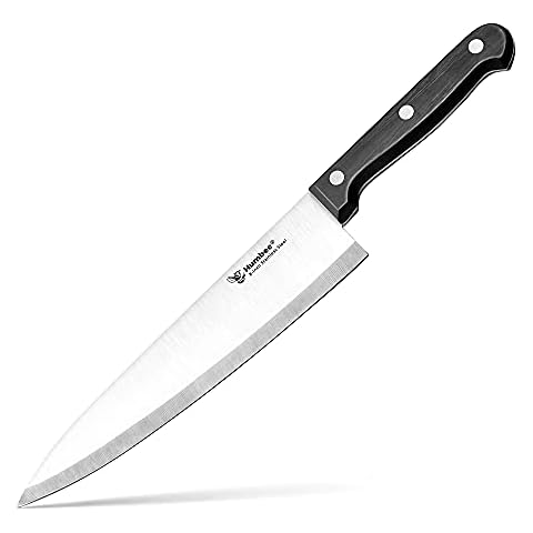 Humbee, 8-inch Chef Knife High Carbon Stainless Steel Full Tang Blade Comfortable Grip Black Cover