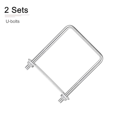 Image of DTGN M8x80x120mm(ThreadxWxL) Square U Bolt - 2Pack - Good for Trailer Pipe Replacement Parts - 304 Stainless Steel U Shape Bolts