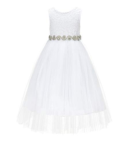 Scalloped V-Back Lace A-Line Flower Girl Dress Junior Reception Dress 207R2 5