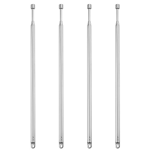 VooGenzek 4 Pièces 60cm 4 Sections Antenne Télescopique, Antenne Télescopique Portable FM, Antennes Radio FM Télescopiques Portables, pour TV Dab AM/FM...