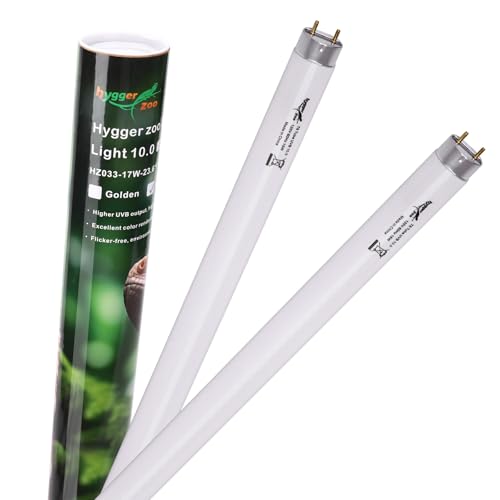 Image of 2-Pack UVB Reptile Light 10.0 Bulb 17W T8 Fluorescent Desert Lamp UVA for Bearded Dragon Tortoise Reptile & Amphibian