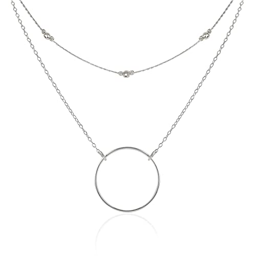 Choker argent 925 lot de 2 avec collier anneau et chaine serpent ras du cou femme