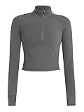 Vsaiddt Women's Athletic Half Zip Pullover Sweatshirt Workout Top Crop Quarter Zip Pullover Yoga Run