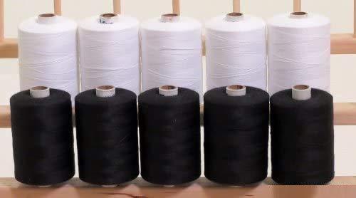 10 Bobinas de Hilo de Poliéster 3-Ply Negro y Blanco miniatura 1