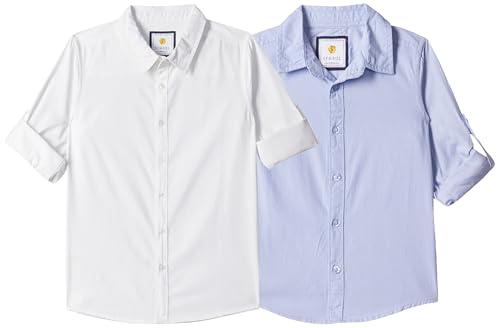 Image of Amazon Brand - Symbol Boy's Regular fit Shirt (White + Lt Blue 15 Years-16 Years)