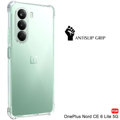 Image of TheGiftKart Crystal Clear Back Cover Case for OnePlus Nord CE 6 Lite 5G | Raised Bumps for Camera & Screen Protection | Ultra Clear Soft Silicone Back Case for OnePlus Nord CE6 Lite (TPU, Transparent)