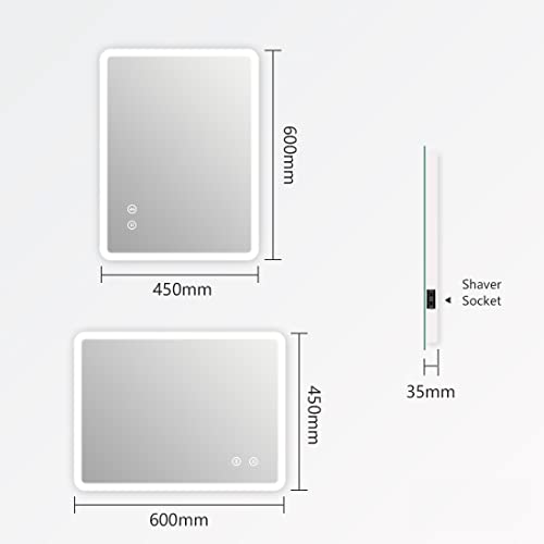 EMKE 450 X 600 mm Backlit Illuminated Bluetooth Bathroom Mirror with Shaver Socket, Wall Mounted Multifunction Bathroom Vanity Mirror with LED Lights and Demister Pad, Energy-Saving LED Smart Mirrors - Cosy Home Interiors EMKE 450 X 600 mm Backlit Illuminated Bluetooth Bathroom Mirror with Shaver Socket, Wall Mounted Multifunction Bathroom Vanity Mirror with LED Lights and Demister Pad, Energy-Saving LED Smart Mirrors - Image 7