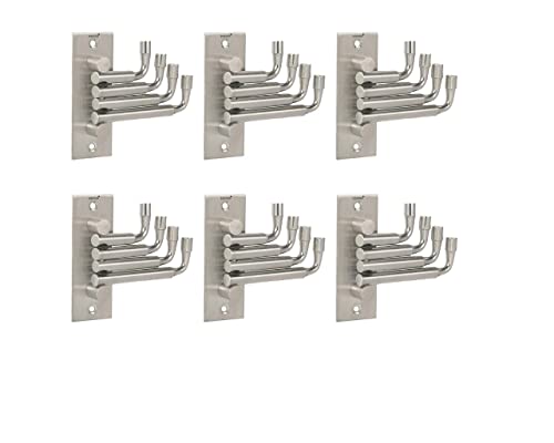 Image of Flexible Stainless Steel 4 Pin Bathroom Hooks Cloth Hanger Wall Hook Door Robe Hooks for Hanging Keys, Clothes, Towel Steel Hook (Silver) (6)