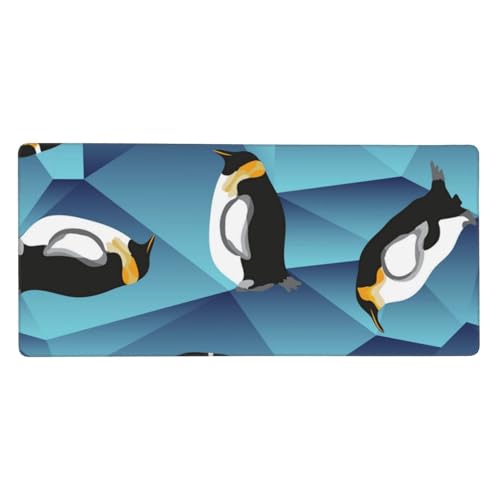 Tapis de souris pingouin polygonal abstrait grand format 40 x 90 cm pour bureau gamer