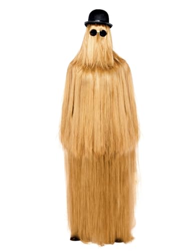 Smiffys The Addams Family Cousin Itt Costume, Adult Fancy Dress, Officially Licensed, Includes All In One, Headpiece, Hat & Glasses, Cousin Itt Full Body Costume