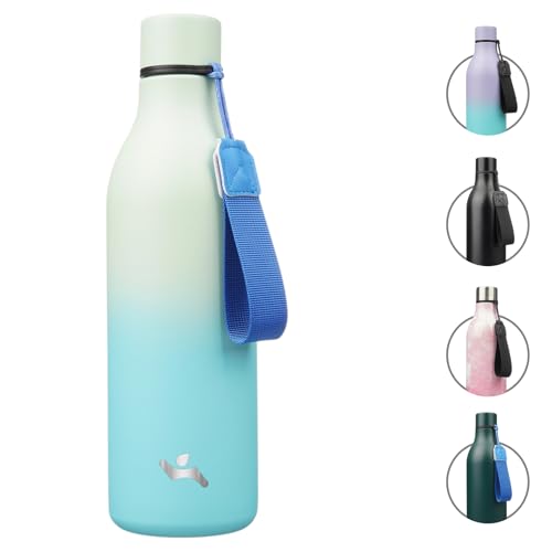 Image of Konokyo 25 oz Insulated Stainless Steel Metal Water Bottle with Strap | BPA-free, leak-proof, dishwasher-safe reusable bottle with strap for gym, school, hiking, outdoor travel & hydration