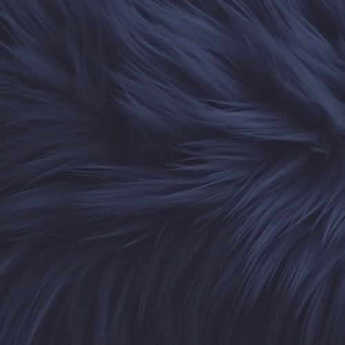 FabricLA Shaggy Faux Fur Square - 10" X 10" Inches Pre-Cut - Use Fake Fur Fabric for DIY, Craft Decoration, Fashion Accessory, Gnome, Hobby - Dark Navy Blue Fabric