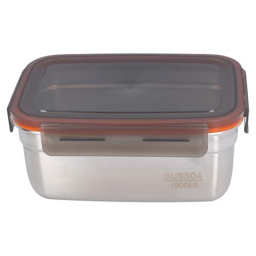 Recipiente de almacenamiento de alimentos de acero inoxidable Caja de almacenamiento de alimentos rectangular de fugas segura para fugas para viajar en el hogar 304 plástico de (Pilipanehrjycsfq-12)