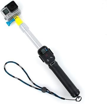 14-24'' Transparent Clear Float Floating Extension Extendable Selfie Pole Monopod with Screw, Remote Mount Clip, Wrist Strap for GoPro Hero 1, Hero 2, Hero 3, Hero 3+, Hero 3 Plus, Hero 4 Camera, Xiaomi Yi Sport Cam - Black