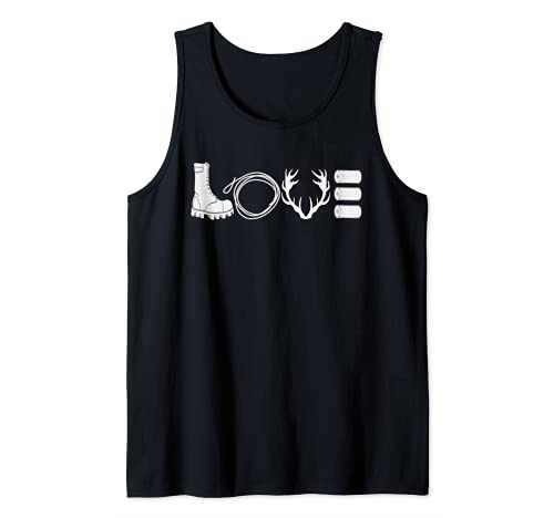 Hunting Hunter Boots Deer Horns Bow Hunt Outdoor Gift USA Tank Top, Black
