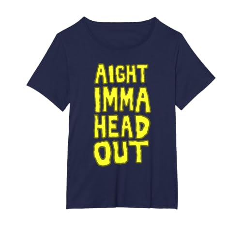 Aight Imma Head Out Meme T-Shirt, Women's Plus, Navy Blue, 1X