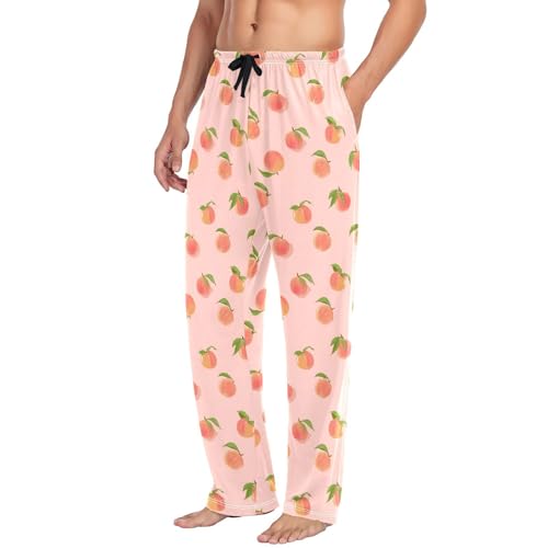 Vdsrup Peach Fruits Pink Pajama Pants Mens Lounge Pants Super Soft Men Pajama Bottoms with Pockets Drawstring S4