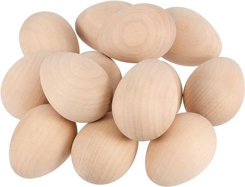 Set of 13 Wooden Round Bottom Smooth Wood Unpainted Eggs Easter, ...