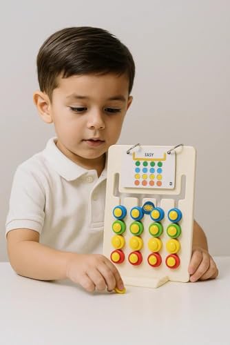 Image of Kids Montessori Slide Puzzle I Color & Pattern Matching Learning Toys for Kids 4-8 Years I Birthday Gift for Boys & Girls I Educational Activity for 4,5,6,7,8 I Travel Friendly